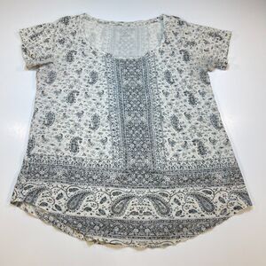 LUCKY BRAND JEANS Boho Chic Vintage Handkerchief Paisley Pattern T SHIRT Women S